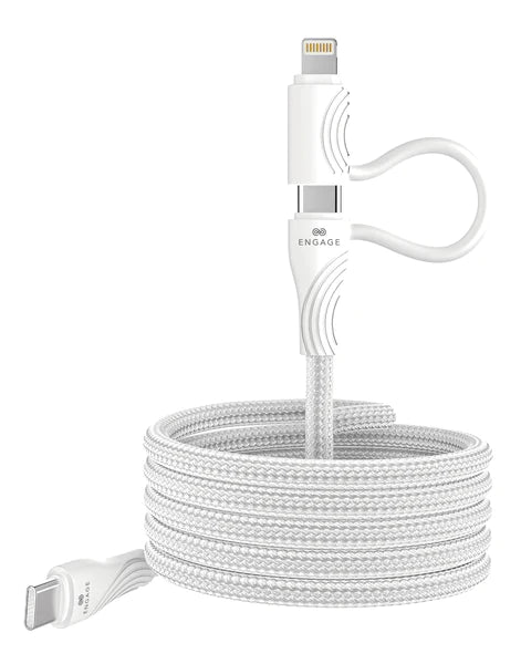 ENGAGE MAGNETIC PD 60W USB-C CABLE WITH LIGHTNING ADAPTER WHITE - 5PCL