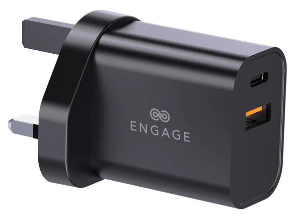 ENGAGE DUAL PORT 30W GANII PD FAST CHARGER WITH INTERCHANGEABLE ADAPTER - 3ZBX