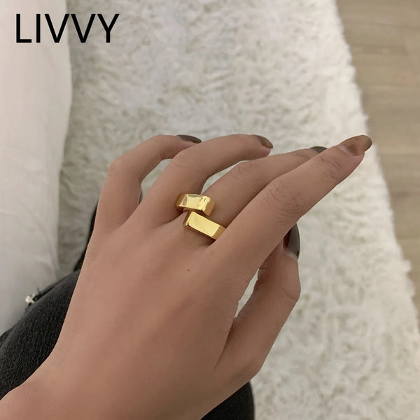 LIVVY Geometic Adjustable Ring - 62OI