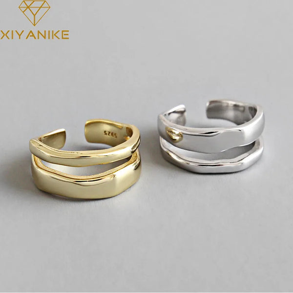 XIYANIKE Elegant Twist Two Circle Rings - 5A3T