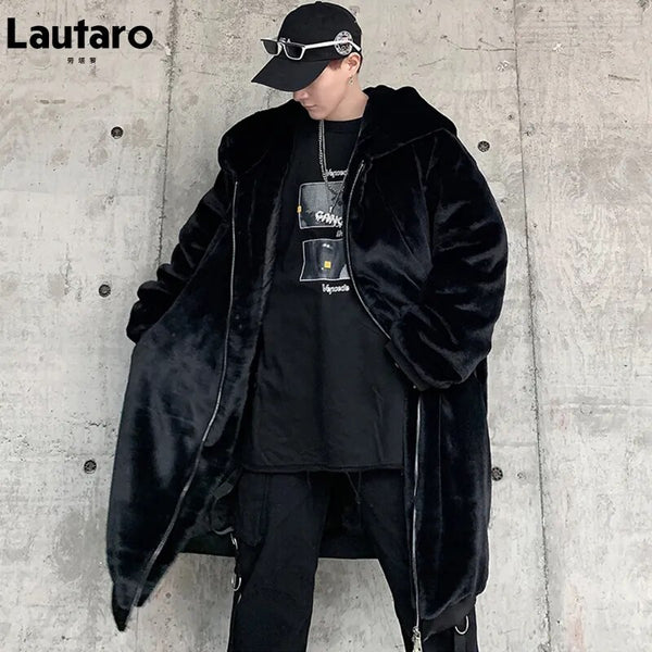 Lautaro Winter Long Oversized Black Warm Fur Coat