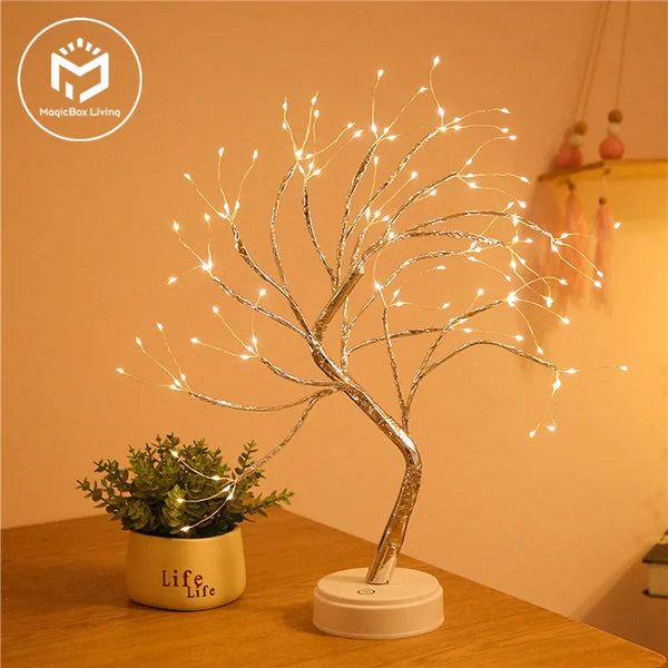 LED Night Light Mini Bonsai Tree Copper Wire Garland Lamp For Kids Home Bedroom Decoration