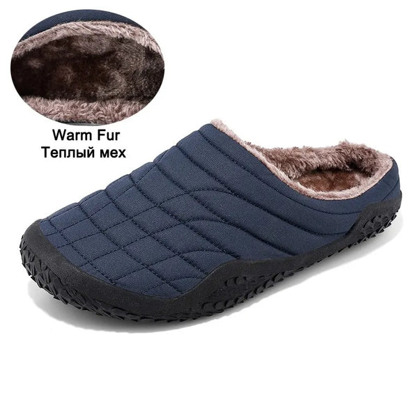 Winter Warm Men Slippers With Plush Indoor Cotton Shoes