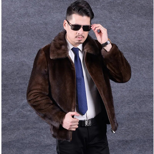 Winter new fur coat imitation mink fur men's coat