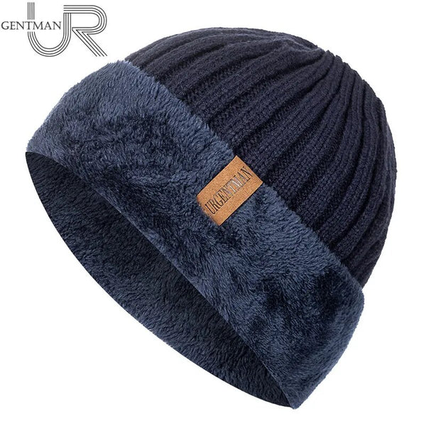 New Thick Winter Hat Fur Lined Flanging Cap Stylish Beanie Hats For Men