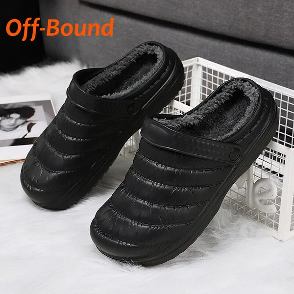 Off-Bound Winter Men Slippers Men Waterproof Indoor Fur Plush Furry Warm Slippers