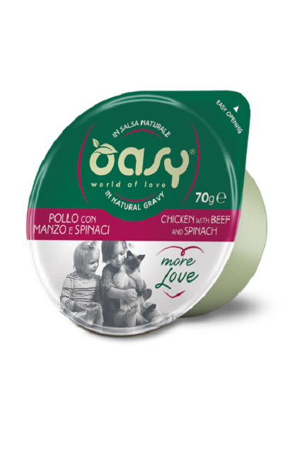 Oasy Chicken with Beef and Spinach Pet Food for Cats 12 Cups (70 Gram each)