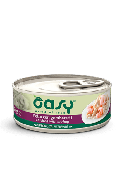 Oasy Chicken with Shrimp Pet Food for Cats 12 Tins (150 Gram Each)