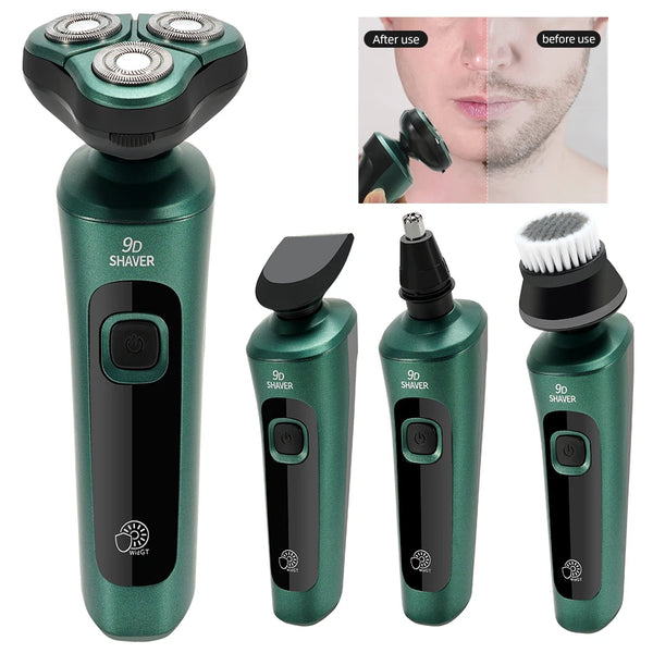 4 In 1 Smart Electric Shaver LCD Digital Display Three-head Floating Razor USB Rechargeable