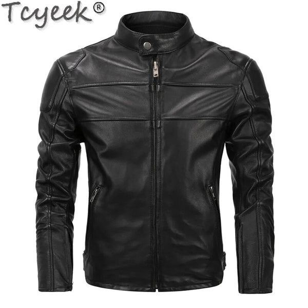 Tcyeek Jacket for Men, Genuine Leather Motorcycle Jackets