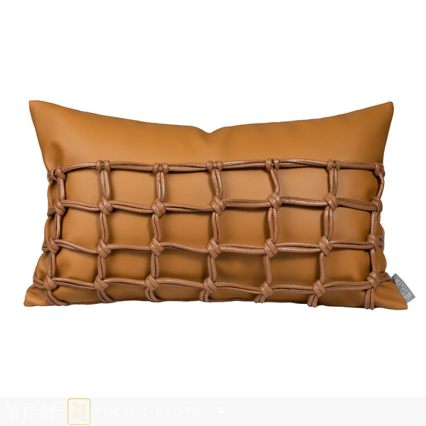 Modern minimalist leather woven cushion - IQK5
