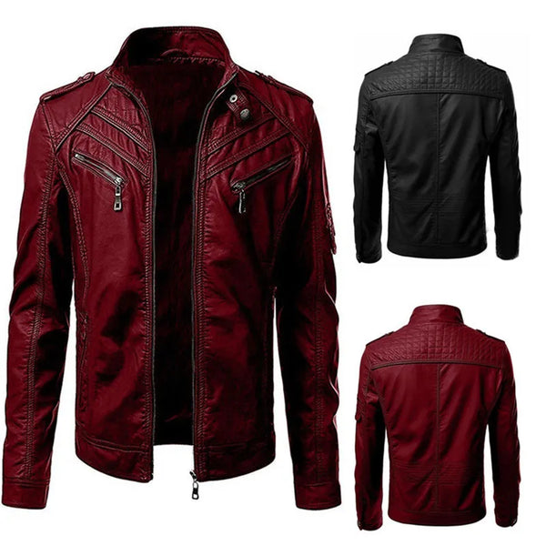 The new casual high-end fashion leather coat for men