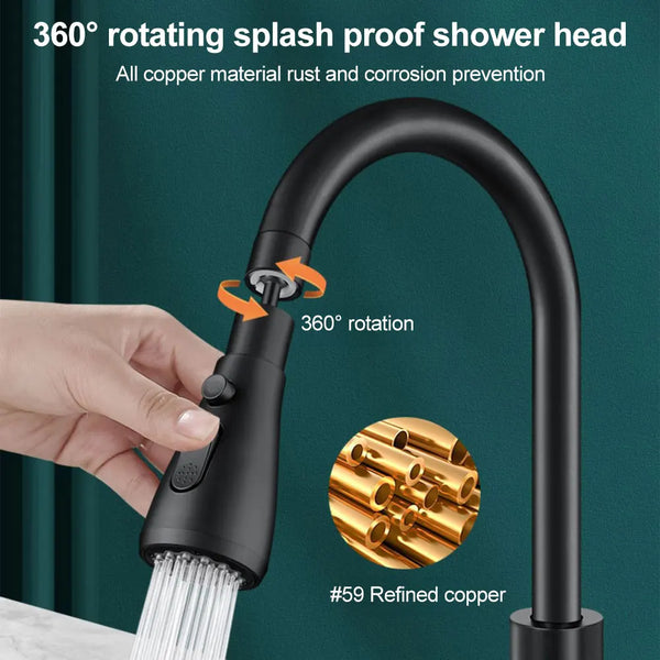 3 Mode Shower Head Kitchen Tap 360° Rotatable Kitchen Flush  1GMD