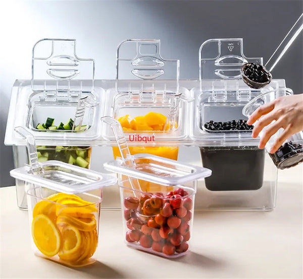 حوض صندوق مربع مربع أكريليك مع غطاء لتخزين الحليب/الشاي - Q8T7