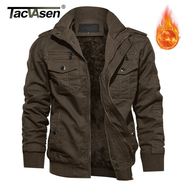 TACVASEN Oversize Winter Thick Casual Jackets Men's Cotton Jacket