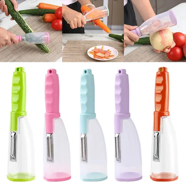 Peeler with Container Stainless Steel Multifunctional Fruit Knife with Storage Box - KRX7