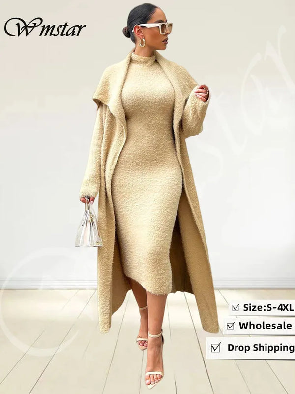 Wmstar 2 قطعة ملابس النساء الملابس الشتوية مجموعة اللباس