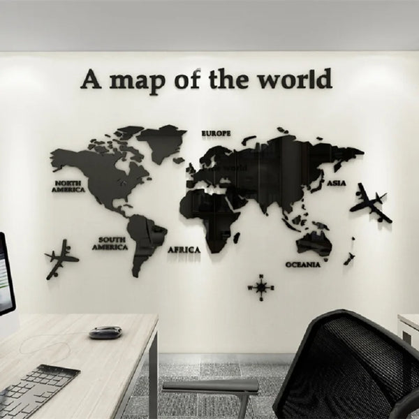 Nordic Style 3D World Map Wall Sticker-MLYH