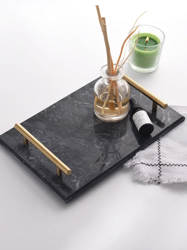 Nordic Marble Tray with Gold Handle - Wedding Gift Home Decor - 2S6Q