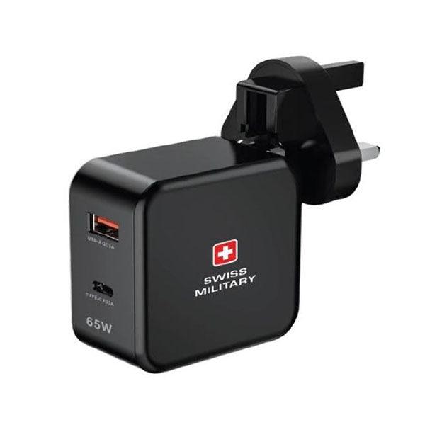 Swiss Military 65w Usb C Power Delivery Pd and Qc3.0 Gan Home Charger Black - Future Store