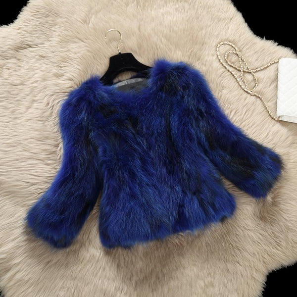 New Women's Short Slim Leather Fur Coat