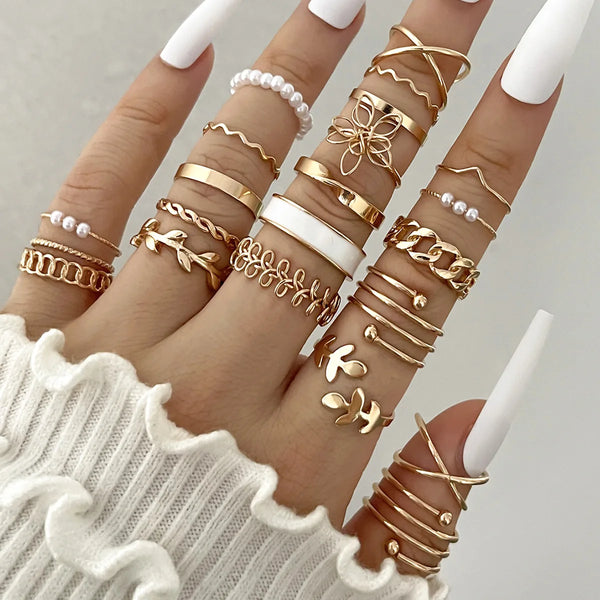 Boho Geometric Knuckle Rings Set - QMSX