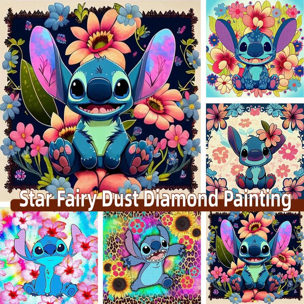 Disney Lilo and Stitch Fairy Dust Diamond Art Kit: DIY Embroidery Mosaic for Flower-themed Home Decor