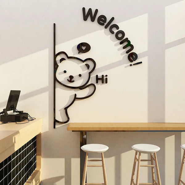3D Bear Mirror Stickers for Home Decor-NLX0