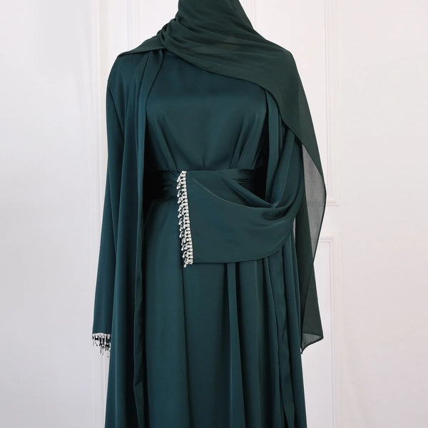 New Elegant Modest Abaya With Cuff Beading - OGBV