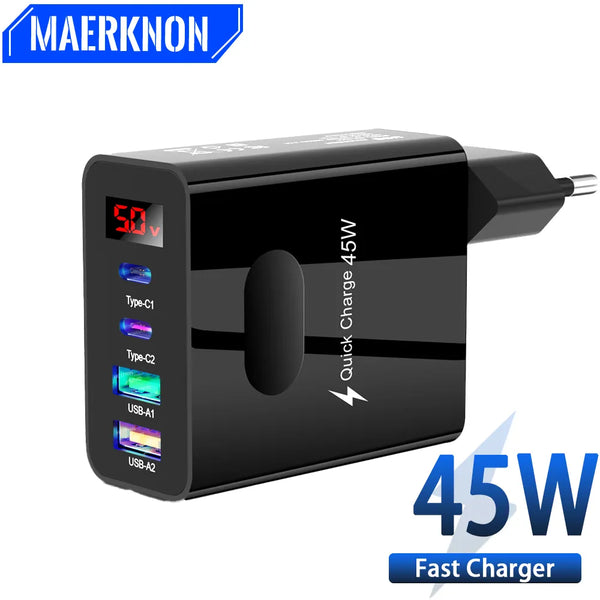 45W PD USB Fast Charger: Type C, 4 Ports  8101