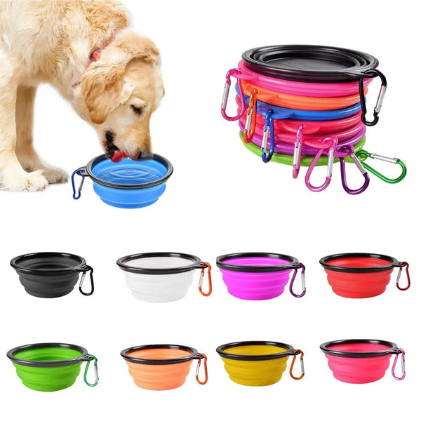 Silicone Collapsible Pet Bowl with Carabiner-BQI3