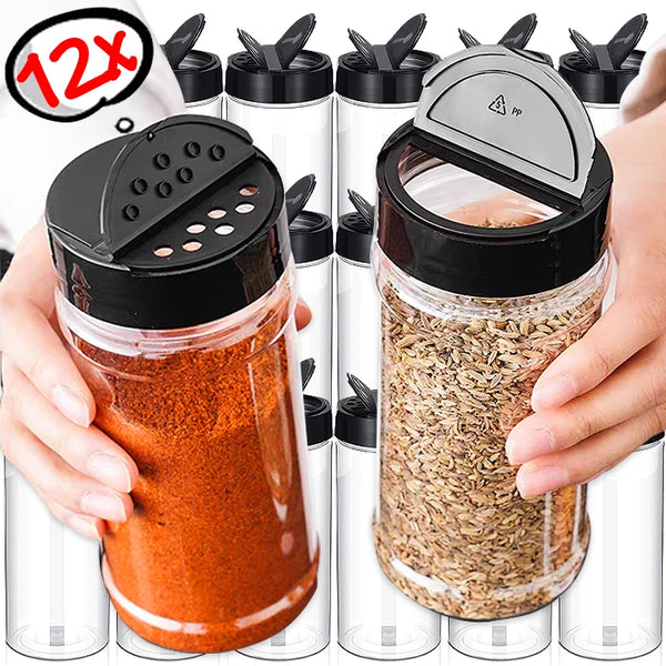 1/12x Plastic Spice Jars with Shaker Lids Transparent - RZSJ51