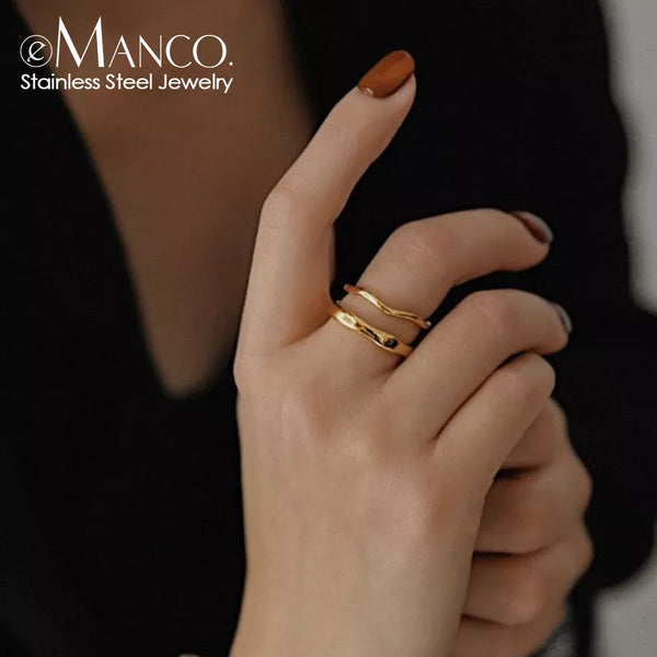 eManco Gold Irregular Wave Ring - S6KB