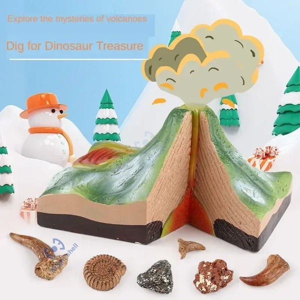 Volcano Kids Toy Dinosaur Pyramid DIY Fossil Archaeology Excavation Kit- RZ4C