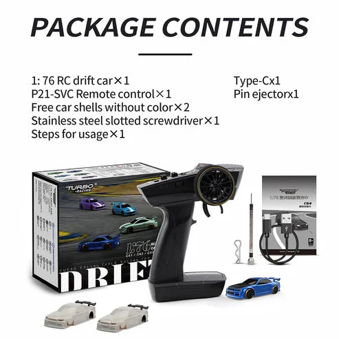 Turbo Racing 1/76 Drift RC Car With Gyro Radio Full – SOOOQ