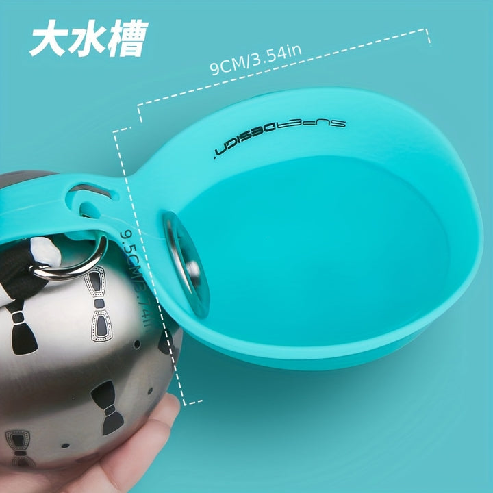 304 Stainless Steel Pet Water Bottle with Collapsible Bowl-AML10166