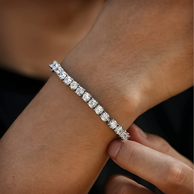 925 Sterling Silver Moissanite Bracelet for Men HUMU SOOOQ