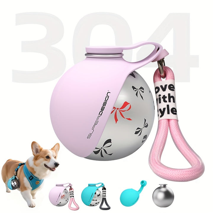 304 Stainless Steel Pet Water Bottle with Collapsible Bowl-AML10166