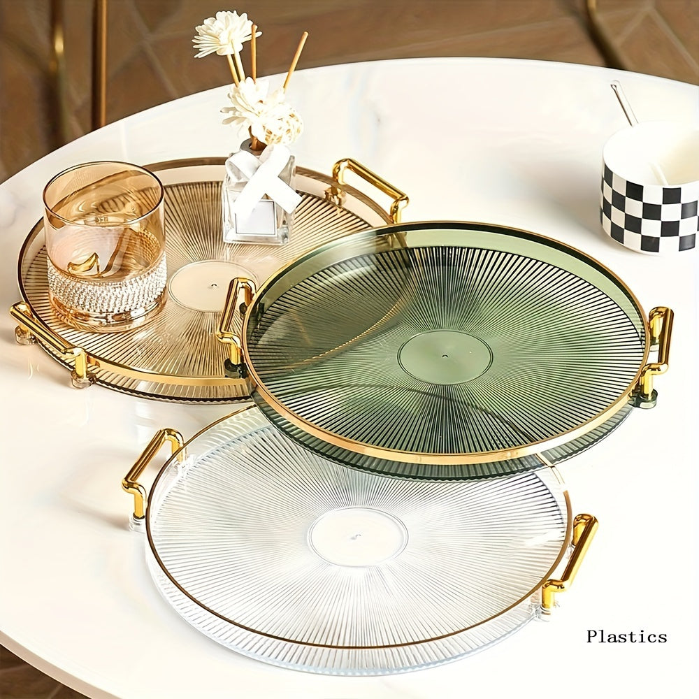 Elegant Gold-Trimmed Round Tray - CDNJ – SOOOQ