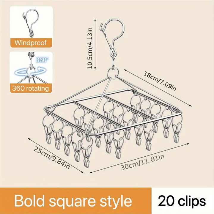 1pc Heavy-Duty Stainless Steel Clothesline & Sock Rack with 360 ...