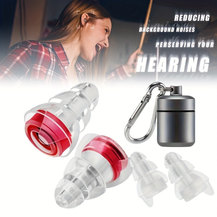 High-Fidelity Earplugs with Metal Keychain Case & 2 Interchangeable ...