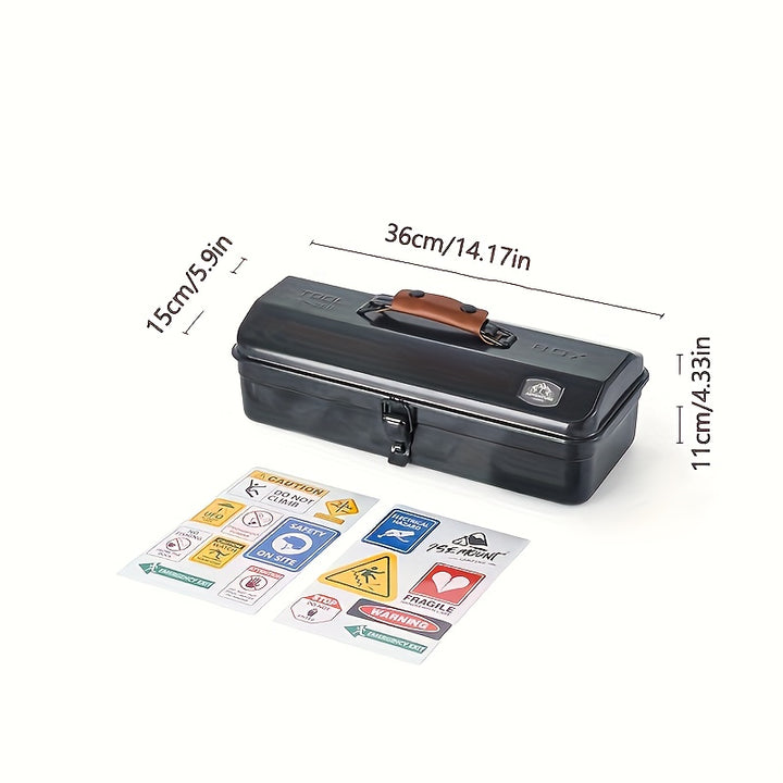 Portable Heavy-Duty Metal Storage Box with Lockable Lid & Carry Handle ...
