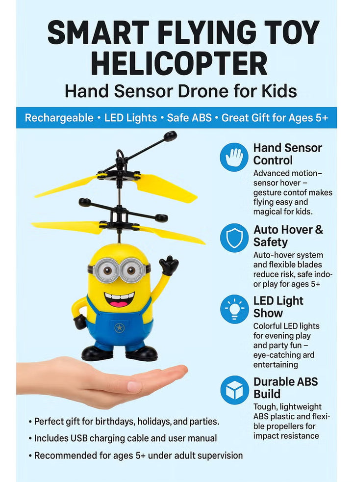 Helicopter Minion Induction Flying Toy Drone with Hand Sensor Control ...