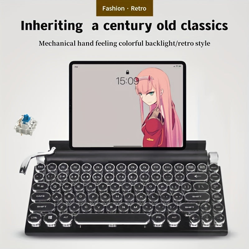 Retro Typewriter Mechanical Keyboard Compact LED 80 Layout Hotswappabl ...