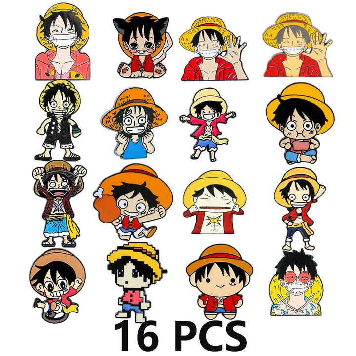 16pcs Classic Cartoon Character Acrylic Pin Set - Whimsical Monkey D ...