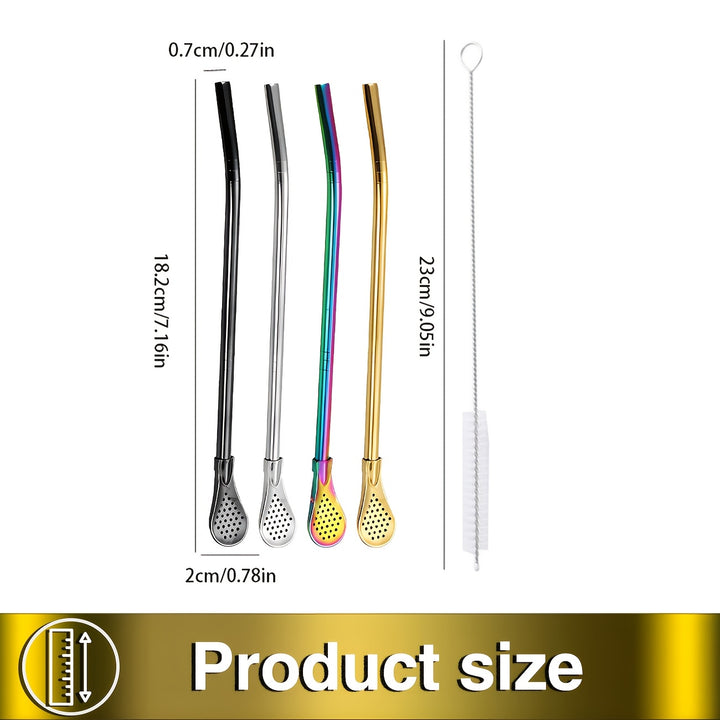 Stainless Steel Stirring Spoon  Straw Set-AML101419