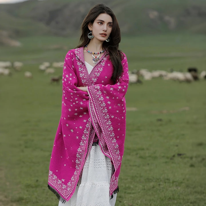 Retro Geometric Star Shawl-AML101854