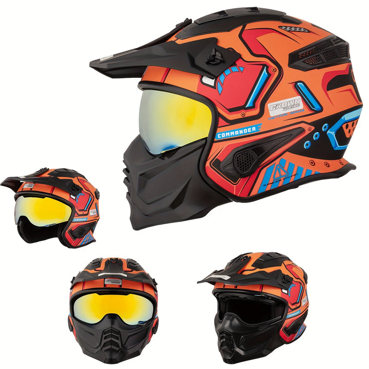 Crownracing Retro Motorcycle Helmet for Outdoor Riding & Racing