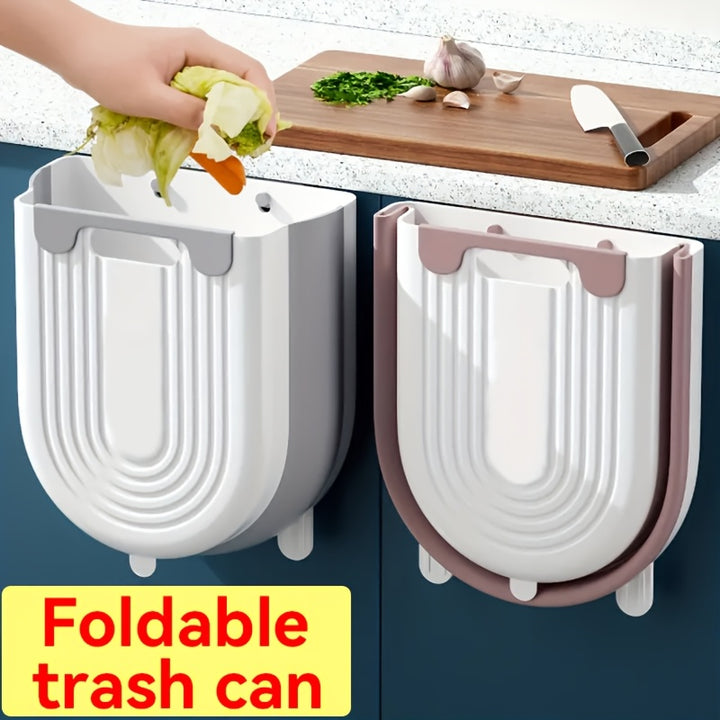1pc Compact Foldable Trash Can with Cabinet Hook - Space-Saving Modern ...
