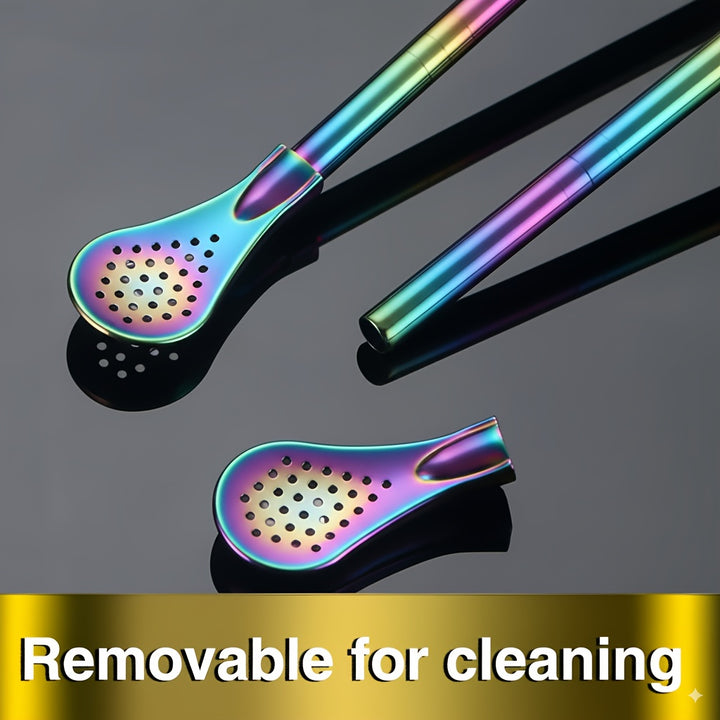 Stainless Steel Stirring Spoon  Straw Set-AML101419